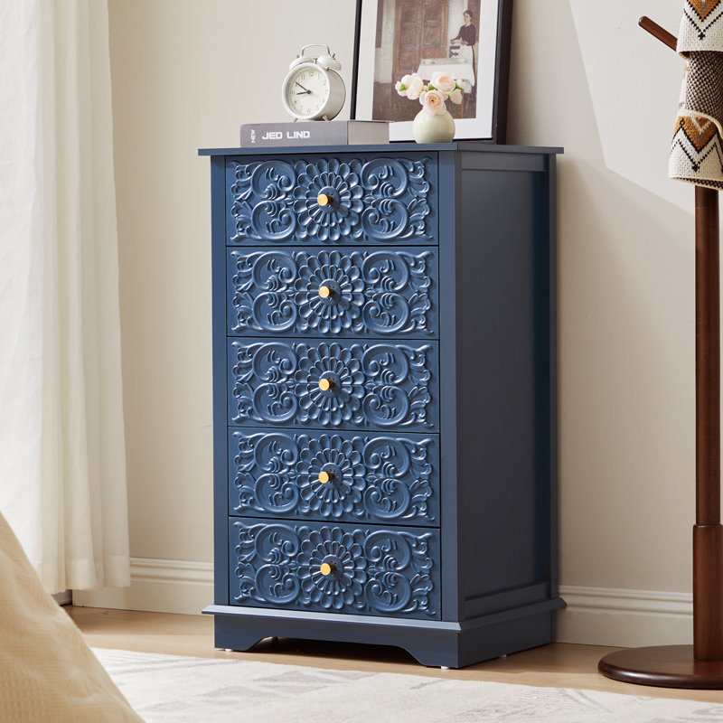 George Oliver 20.07'' W 5 - Drawer Embossed Dresser & Reviews